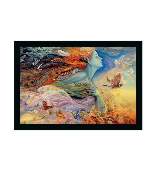 Modern Art Painting with Synthetic Photo Frame (Multicolor)