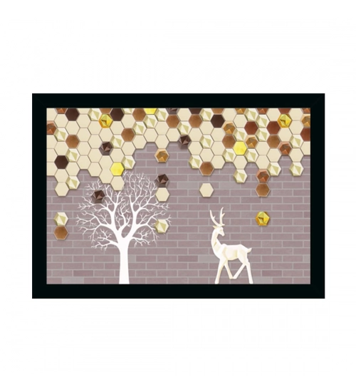 Flower Painting Painting with Synthetic Photo Frame (Multicolor)