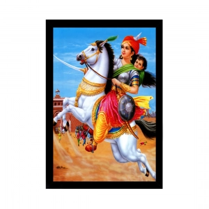 Generic Jhansi Ki Rani Laxmi Bai Painting with Synthetic Photo Frame (Multicolor)