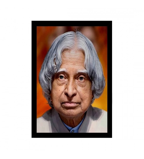 A P J Abdul Kalam Painting with Synthetic Photo Frame (Multicolor)