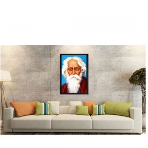 Generic Rabindra Nath Tagore Painting with Synthetic Photo Frame (Multicolor)
