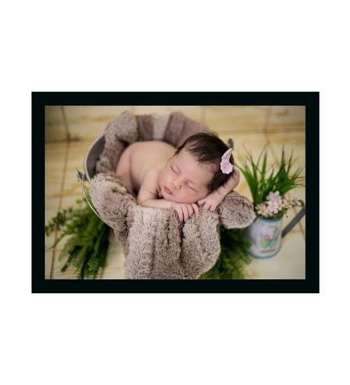 Baby Photo Painting with Synthetic Photo Frame (Multicolor)