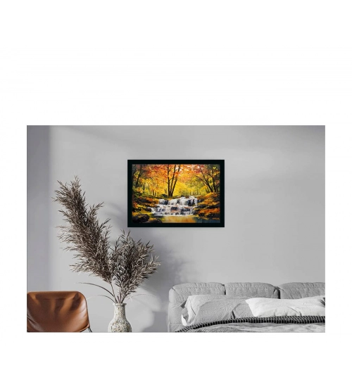 Natural Wate Painting with Synthetic Photo Frame (Multicolor)