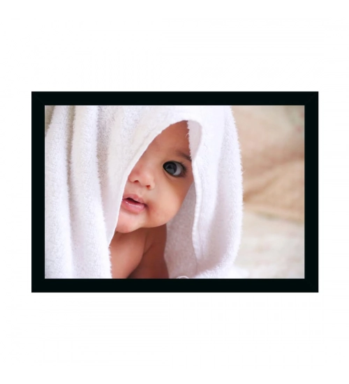 Baby Photo Painting with Synthetic Photo Frame (Multicolor)
