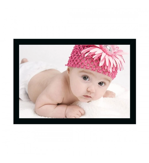 Baby Photo Painting with Synthetic Photo Frame (Multicolor)
