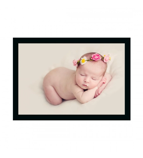 Baby Photo Painting with Synthetic Photo Frame (Multicolor)