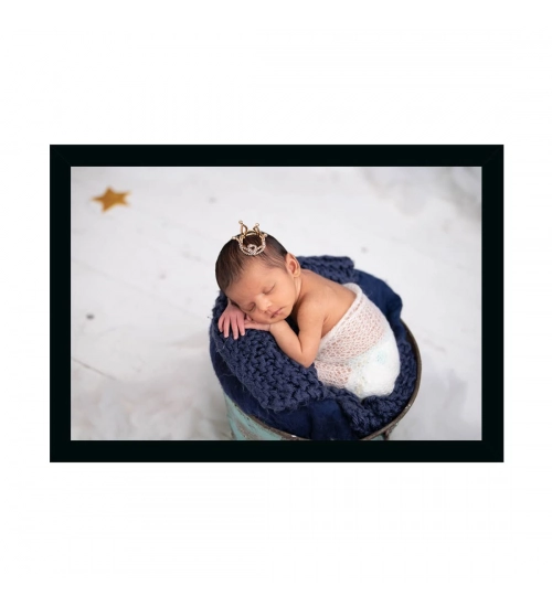 Baby Photo Painting with Synthetic Photo Frame (Multicolor)