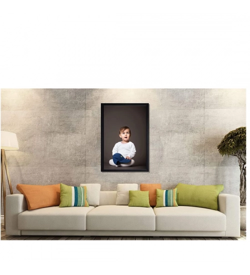 Baby Photo Painting with Synthetic Photo Frame (Multicolor)