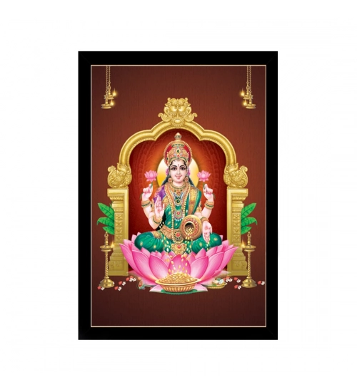Maa Laxmi Painting with Synthetic Photo Frame (Multicolor)