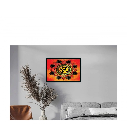 Om Namah Shivay Painting with Synthetic Photo Frame (Multicolor)