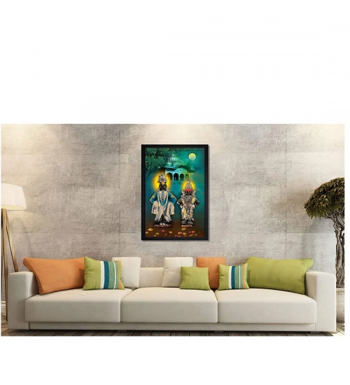 Lord Vitthal Painting with Synthetic Photo Frame (Multicolor)