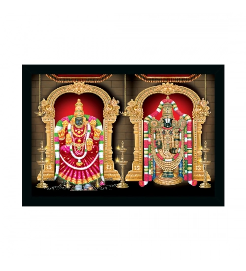 Tirupati Balaji Painting with Synthetic Photo Frame (Multicolor)