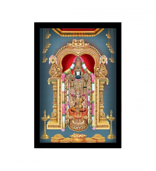 Tirupati Balaji Painting with Synthetic Photo Frame (Multicolor)