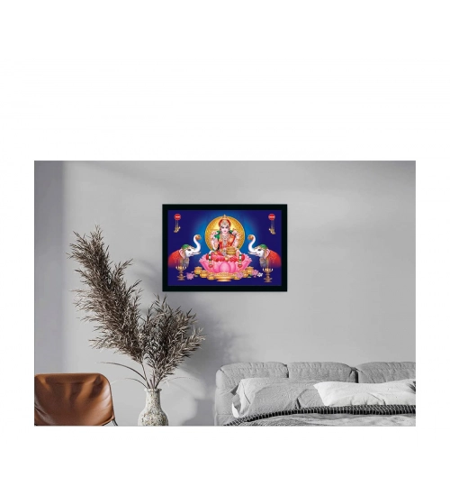 Maa Laxmi Painting with Synthetic Photo Frame (Multicolor)