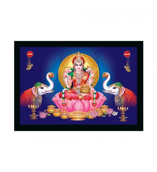 Maa Laxmi Painting with Synthetic Photo Frame (Multicolor)