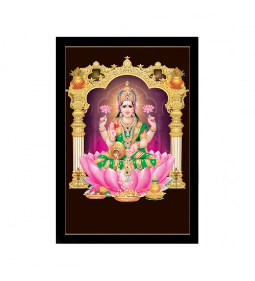 Maa Laxmi Painting with Synthetic Photo Frame (Multicolor)