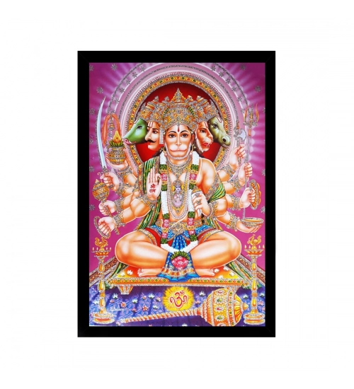 Lord Hanuman Ji Painting with Synthetic Photo Frame (Multicolor)
