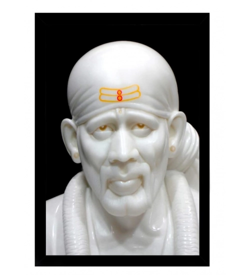 Saibaba Painting with Synthetic Photo Frame (Multicolor)