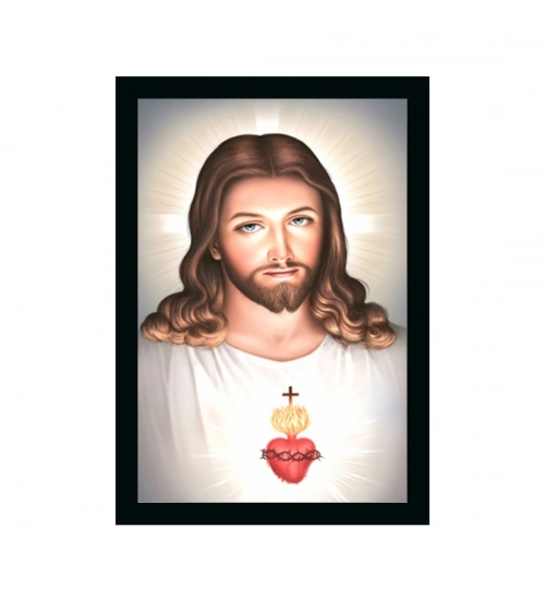 Lord Jesus Christ Painting with Synthetic Photo Frame (Multicolor)