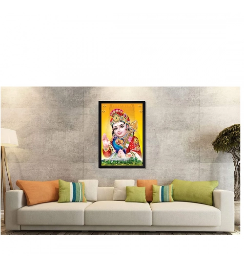 Murugan Painting with Synthetic Photo Frame (Multicolor)