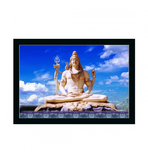 Lord Shiva Painting with Synthetic Photo Frame (Multicolor)