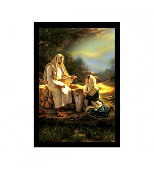 Jesus Christ Painting with Synthetic Photo Frame (Multicolor)