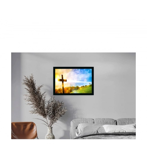 Jesus Christ Painting with Synthetic Photo Frame (Multicolor)