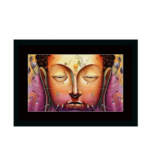 Buddha Painting with Synthetic Photo Frame (Multicolor)