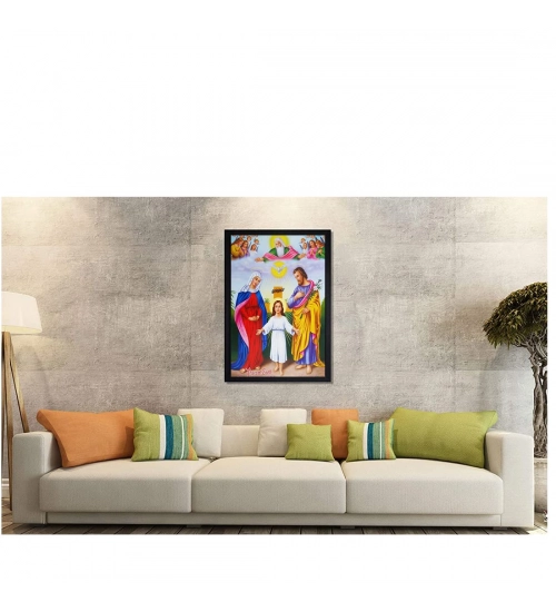 Jesus Christ Painting with Synthetic Photo Frame (Multicolor)