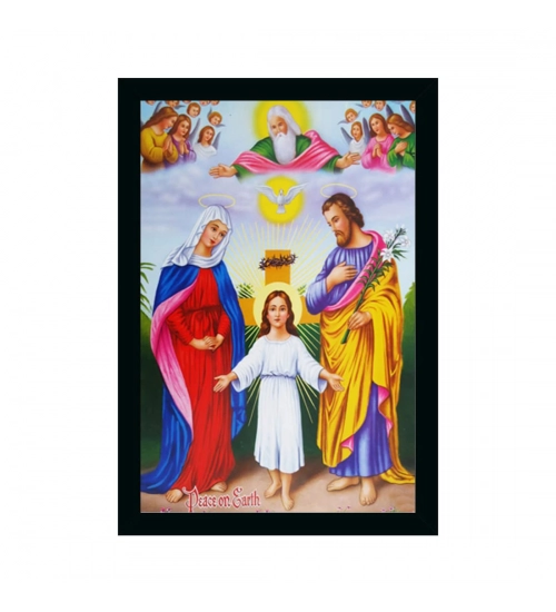 Jesus Christ Painting with Synthetic Photo Frame (Multicolor)