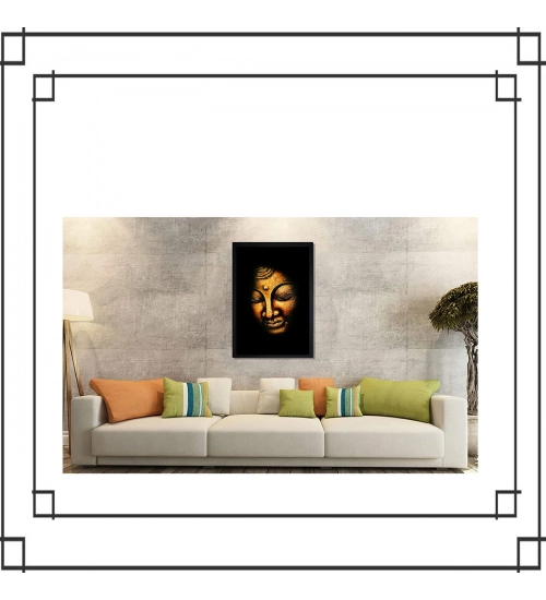 Buddha Painting with Synthetic Photo Frame (Multicolor)