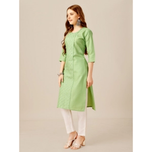Generic Women's Casual 3-4 th Sleeve Embroidery Cotton Kurti Pant Set (Pista Green)