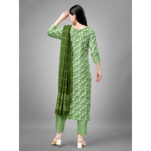 Generic Women's Casual 3-4 th Sleeve Embroidery Rayon Kurti Pant Dupatta Set (Green)