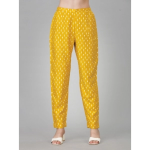 Generic Women's Casual 3-4 th Sleeve Embroidery Rayon Kurti Pant Set (Yellow)