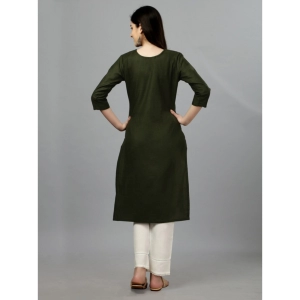 Generic Women's Casual 3-4 th Sleeve Embroidery Cotton Kurti (Dark Green)