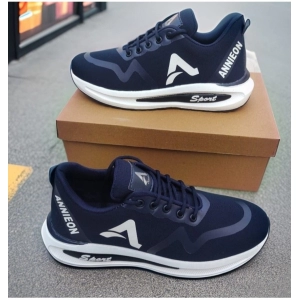 Generic Men's Solid Synthetic Casual Shoes (Navy Blue)