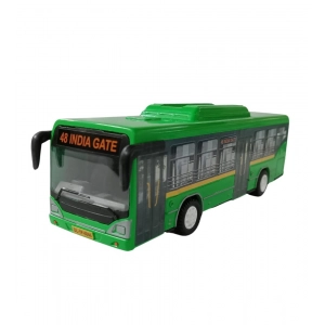 Generic Plastic 6 Wheels Pull Back Action Low Floor Bus (Green)