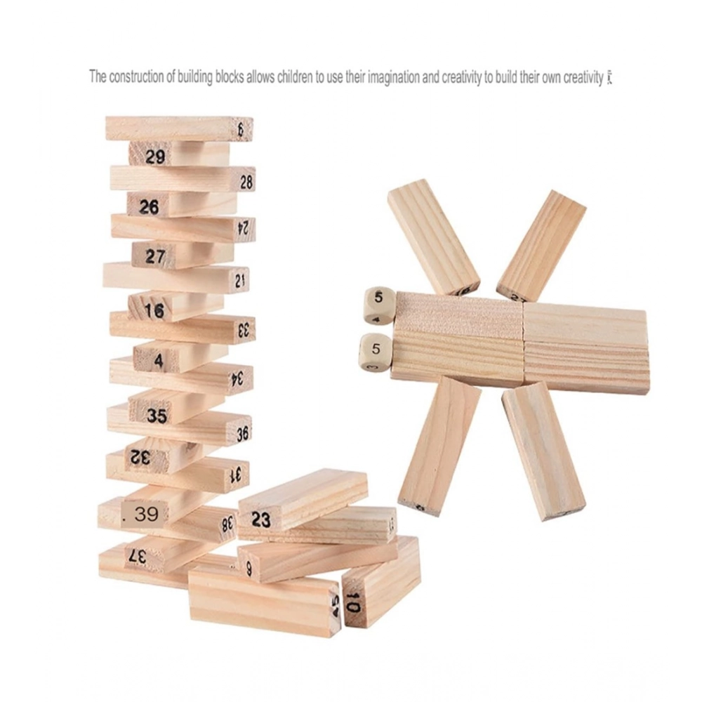 Dropship Plastic 48 Pcs 3 Dice Challenging Wooden Blocks Board Games (Wood Color)