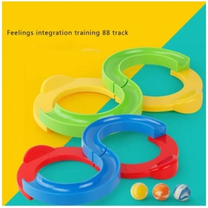 Generic Plastic 8 Shape Infinite Loop Interaction Balancing Track Toy Creative Track With 3 Bouncing Balls For Kids (Multicolor)