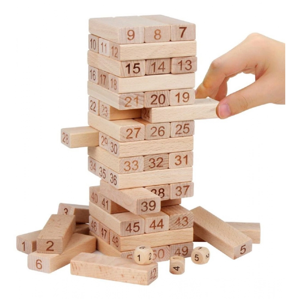 Dropship Plastic 48 Pcs 3 Dice Challenging Wooden Blocks Board Games (Wood Color)