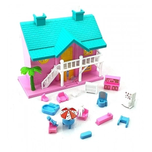 Generic Plastic Dollhouse For Girls With Furniture (Multicolor)