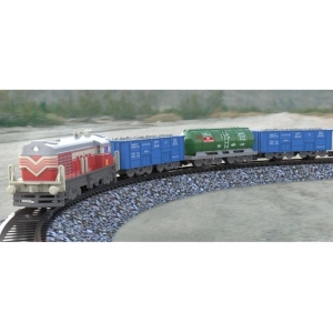 Generic Plastic Choo Choo Train Small Cargo Battery Operated Flash Light And Sound Vintage Train Track Set With Locomotive Engine (Multicolor)