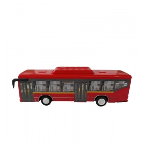 Generic Plastic 6 Wheels Pull Back Action Low Floor Bus (Red)