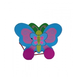 Generic Wooden Butterfly Pull Back Action Toy (Multicolor)