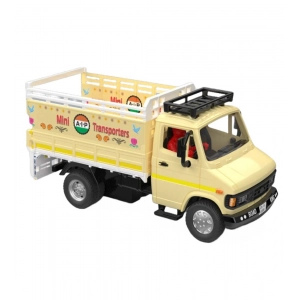 Generic Plastic Pull Back Action 407 Mini Transporter Truck With Openable Tail Gate Toy For Kids  (Assorted)