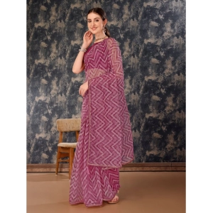 Generic Women's Linen Zig Zag Saree With Unstitched Blouse (Purple, 5-6 Mtrs)