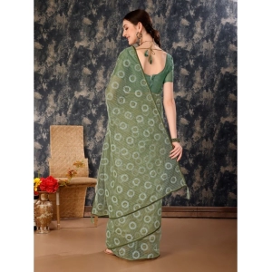 Generic Women's Linen Gola Printed Saree With Unstitched Blouse (Green, 5-6 Mtrs)