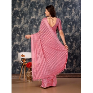 Generic Women's Chiffon Fabric Line Saree With Unstitched Blouse (Pink, 5-6 Mtrs)