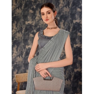 Generic Women's Chiffon Fabric Line Saree With Unstitched Blouse (Grey, 5-6 Mtrs)