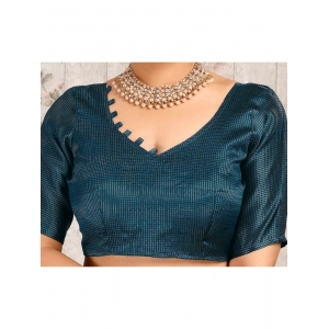 Generic Women's Chiffon Fabric Line Saree With Unstitched Blouse (Blue, 5-6 Mtrs)